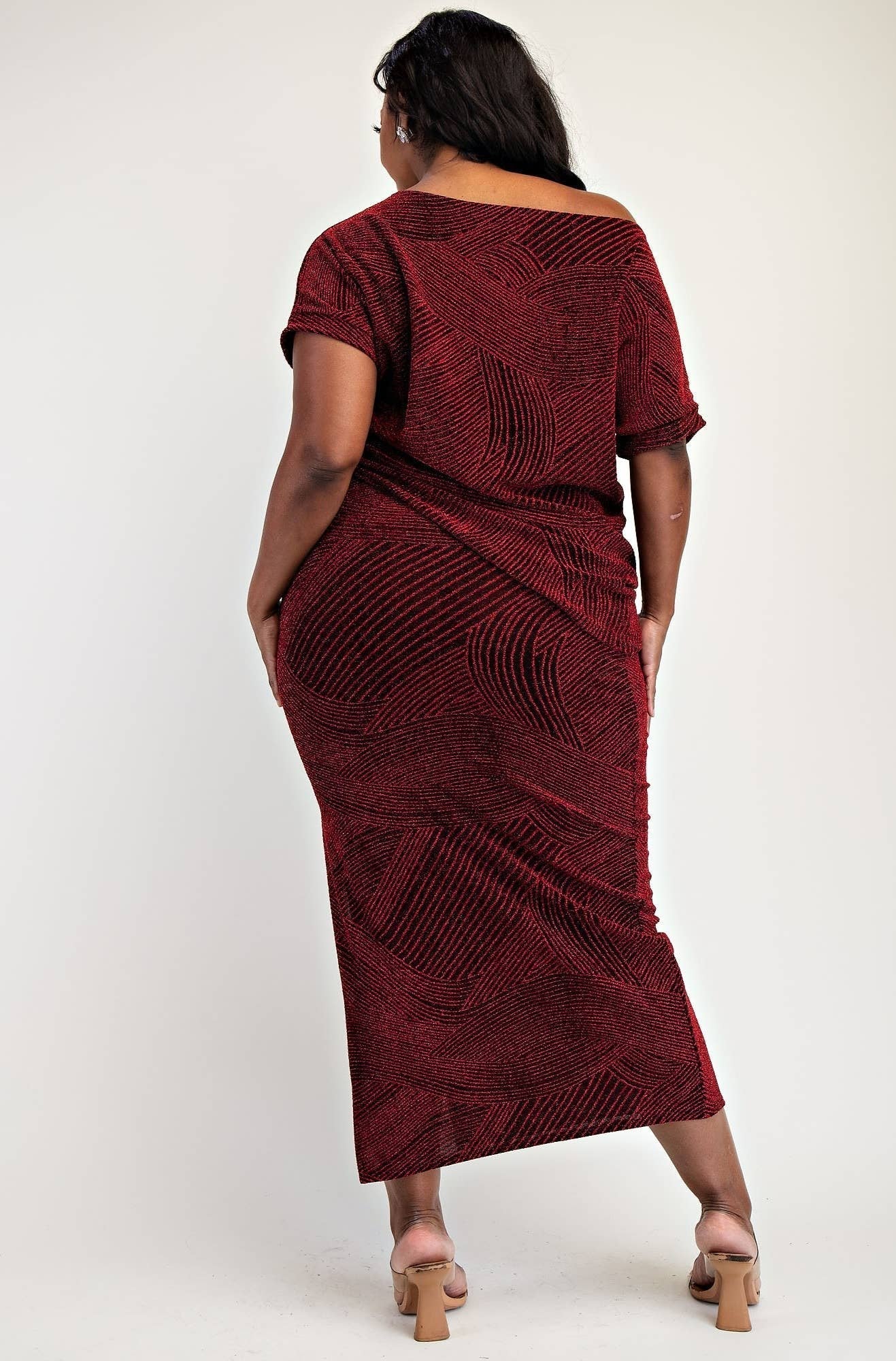 Gia Plus Size Lurex Knit Short Sleeve Top