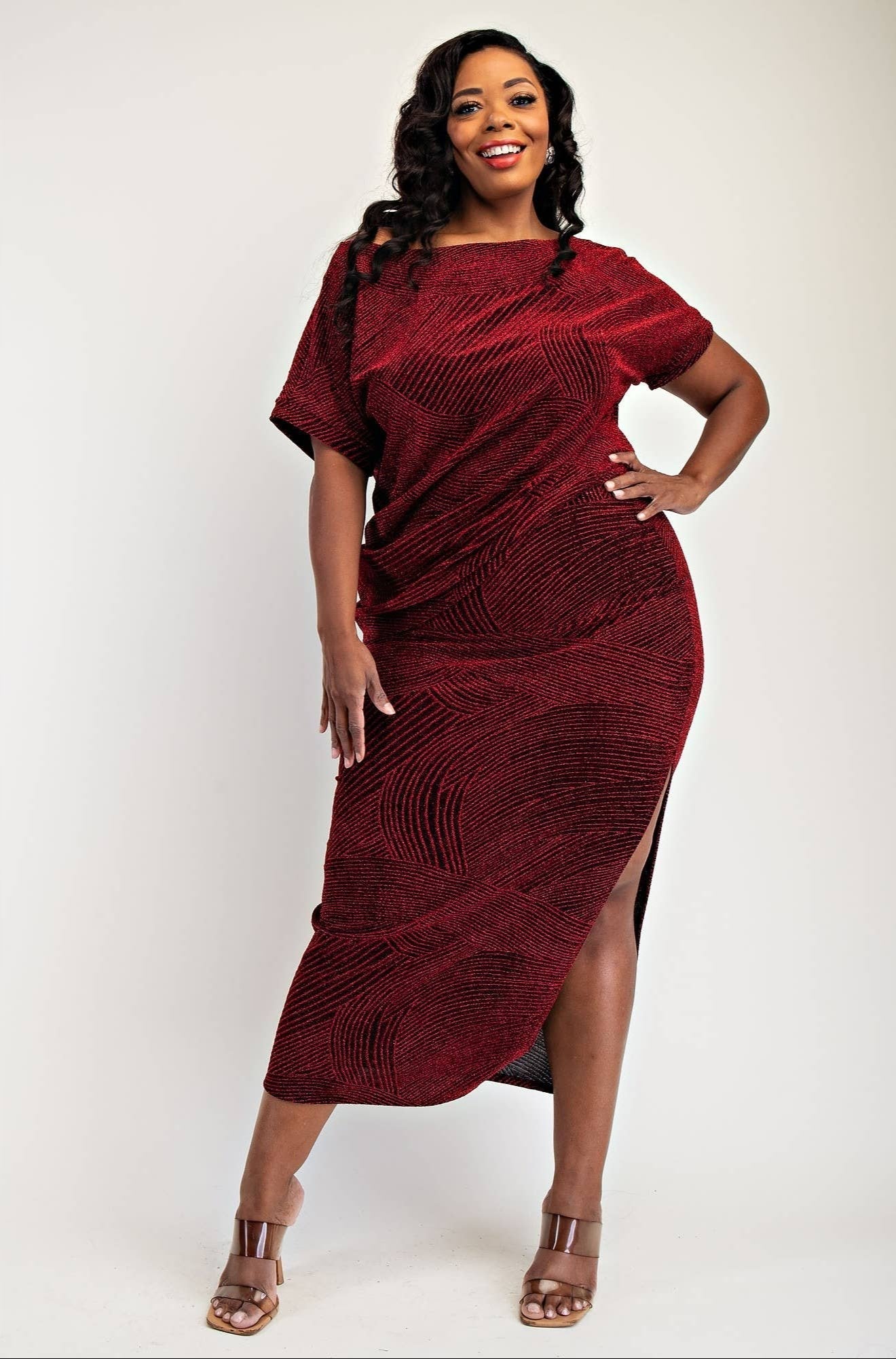 Gia Plus Size Lurex Knit Short Sleeve Top