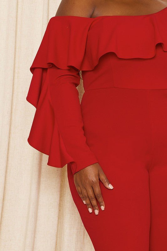 Reign Ruffle One Shoulder Plus Size Jumpsuit