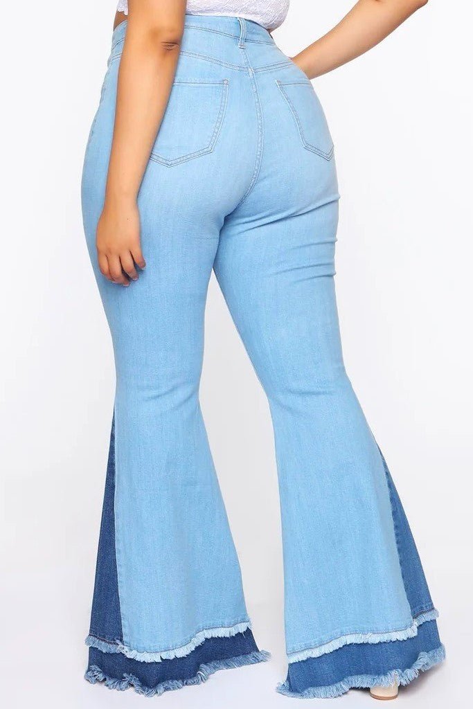Rodeo Queen Plus Size-high Rise Two Tones Flare Jeans