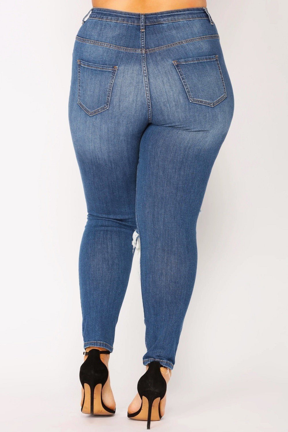 Sasha Plus Size-high Rise Medium Washed Distressed Jeans