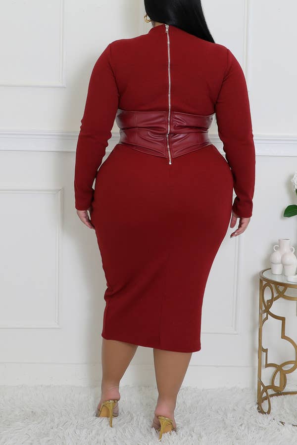 Snatched at the Waist Curvy Plus Size Midi Dress